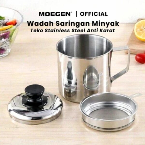 Wadah Saringan Minyak Goreng Anti Karat Oil Pot Teko Saringan Minyak - 1