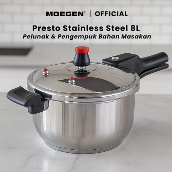 MOEGEN Presto Stainless Steel 8L Pressure Cooker (24 cm)
