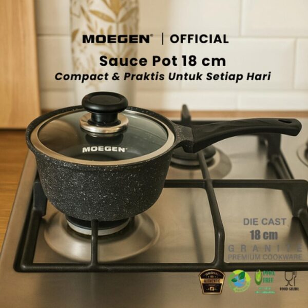 MOEGEN Sauce Pot 18 cm Granite Series + Glass Cover