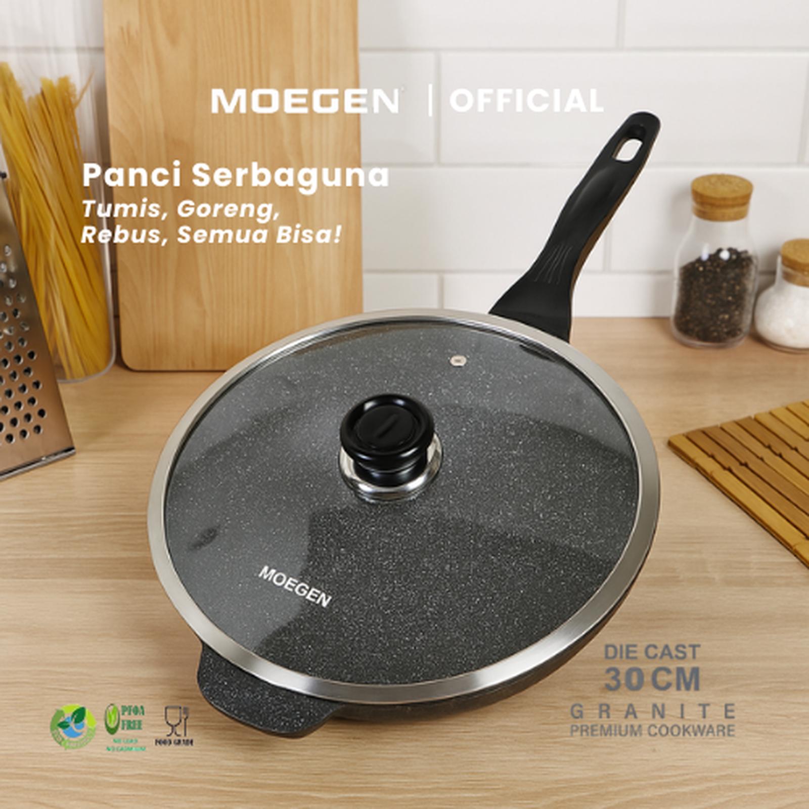 MOEGEN Wok Pan 30 cm Marble Granite Series + Glass Cover