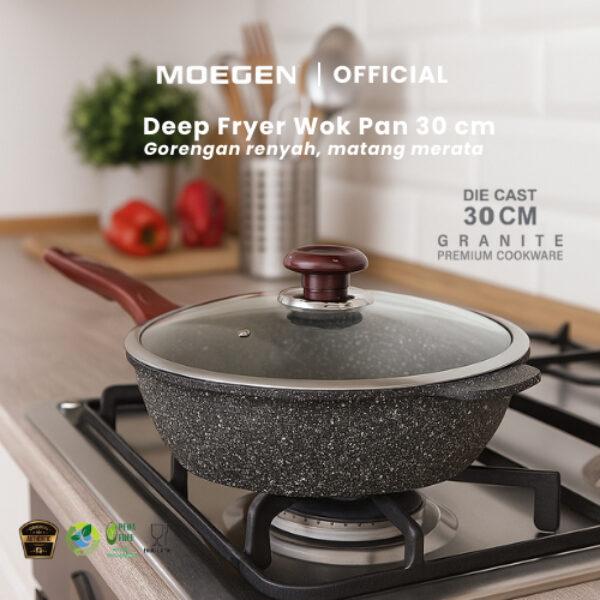 MOEGEN Deepfryer 30 cm Granite Series + Glass Cover