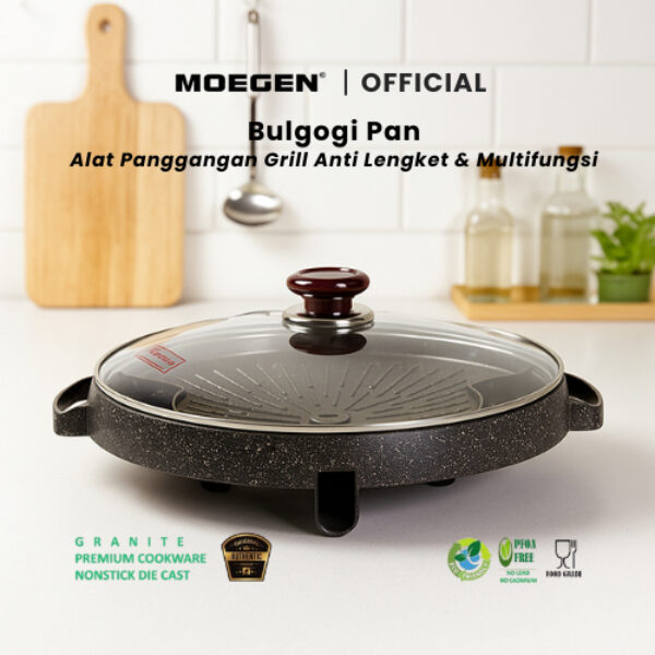MOEGEN Bulgogi Pan All New 32 cm Grill Panggangan BBQ + Glass Cover