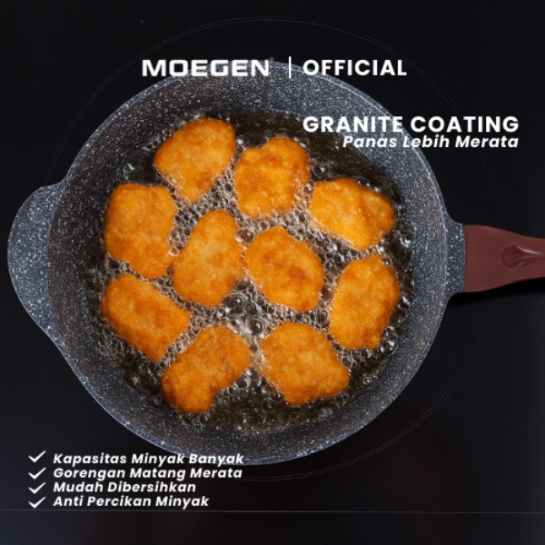MOEGEN Deep Fryer Wok Pan 32 cm Granite Series Anti Lengket