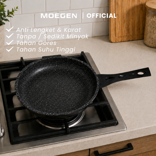 MOEGEN Fry Pan 20 cm Granite Series Anti Lengket Anti Lengket Penggorengan Serbaguna Dengan Lapisan Granit Tanpa Tutup Kaca